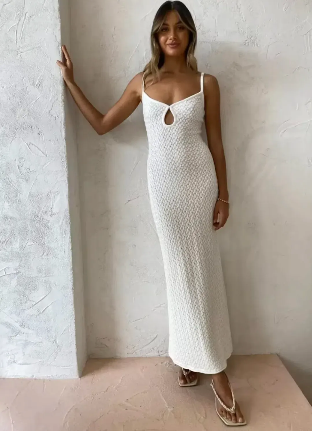 Bec & Bridge Effie Knit Key Maxi Dress Ivory Size XS / AU 6 for rent on The Volte - main image