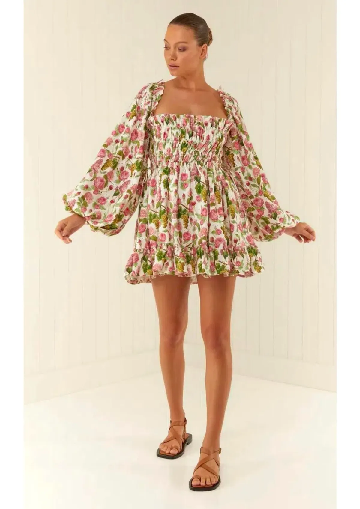 Palm Noosa Milky Way MIni Dress in Pink Blooms Size 12 - Image 1