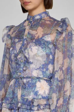 Zimmermann Cosmic Mini Scallop Dress Mist Floral Blue Size 2 / AU 12 for rent on The Volte - image 2