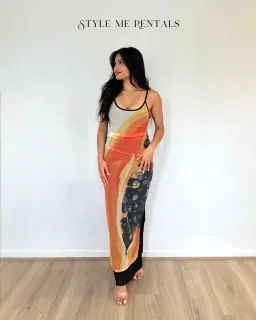 Jefre Sèi Papaya Midi Dress Papaya Print Black Size S for rent on The Volte - image 3
