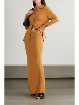 Christopher Esber Buckled Cutout Jersey Maxi Skirt Caramel Size 6 for rent on The Volte - image 1