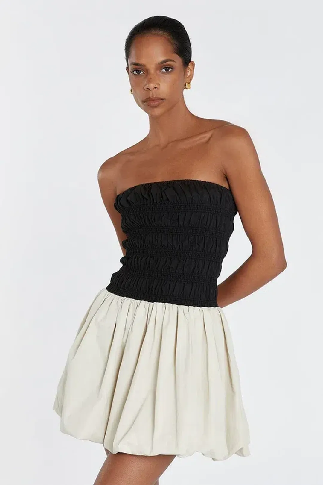 DISSH Stevie Mini Dress Black/Stone Size XS / AU 6 for rent on The Volte - main image
