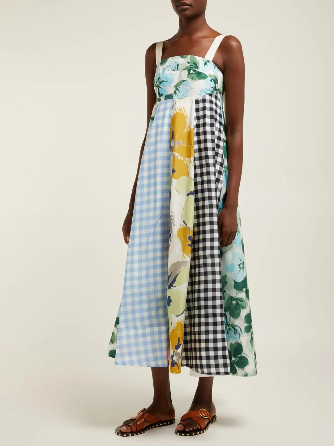 Lee Mathews Bridget Mixed Print Apron Dress In Multi Size 6 for rent on The Volte - main image