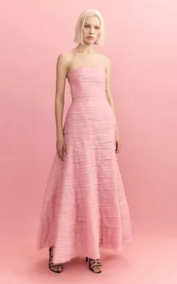 Aje Soundscape Strapless Ruffled Maxi Dress Pink Size 14 for rent on The Volte - image 7