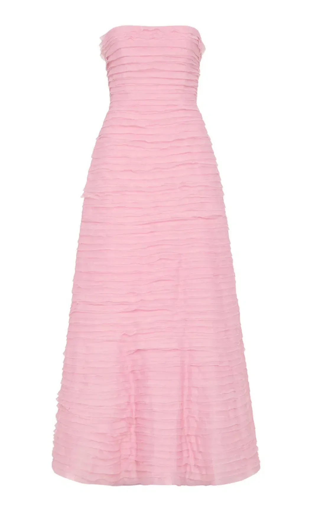 Aje Soundscape Strapless Ruffled Maxi Dress Pink Size 14 for rent on The Volte - main image