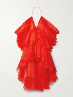 Zimmermann Natura Gathered Mini Dress Tomato Size 0 / AU 8 for rent on The Volte - image 4