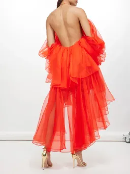 Zimmermann Natura Gathered Mini Dress Tomato Size 0 / AU 8 for rent on The Volte - image 3