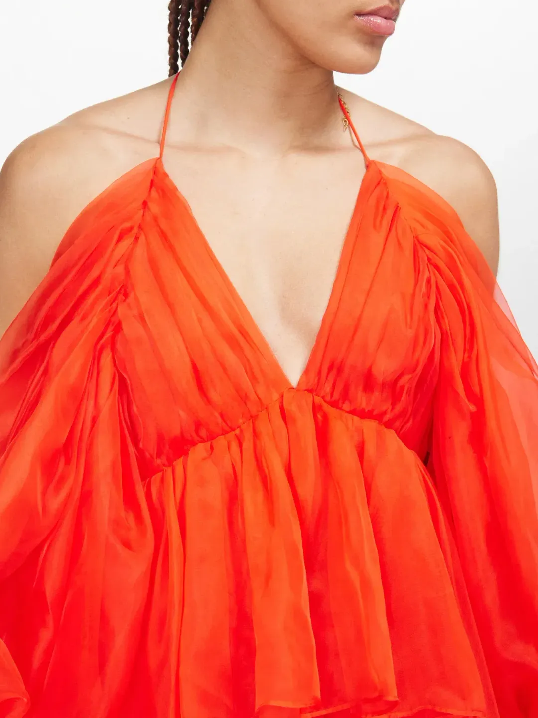 Zimmermann Natura Gathered Mini Dress Tomato Size 0 / AU 8 for rent on The Volte - main image