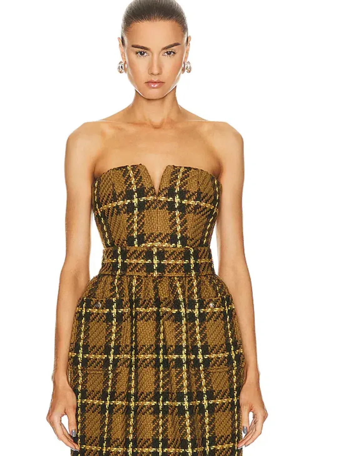 Zimmermann Luminosity Check Bodice and Tulip Skirt Set Olive Check Size 0 / AU 8 for rent on The Volte - main image
