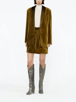 Zimmermann Lyrical Velvet Blazer and Mini Skirt Set Chartreuse Size 0 / AU 8 for rent on The Volte - image 1