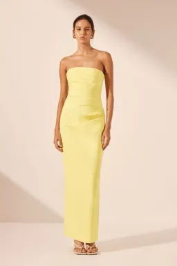 Shona Joy Lani Strapless Draped Maxi Dress Yellow Size 10 for rent on The Volte - image 3