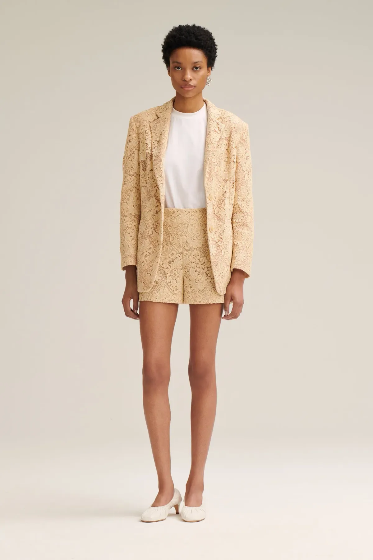 Scanlan Theodore Lace Bralette Size 10 & Shorts Size 10 & Loose Fit Jacket Size 6 Set Antique - Image 1