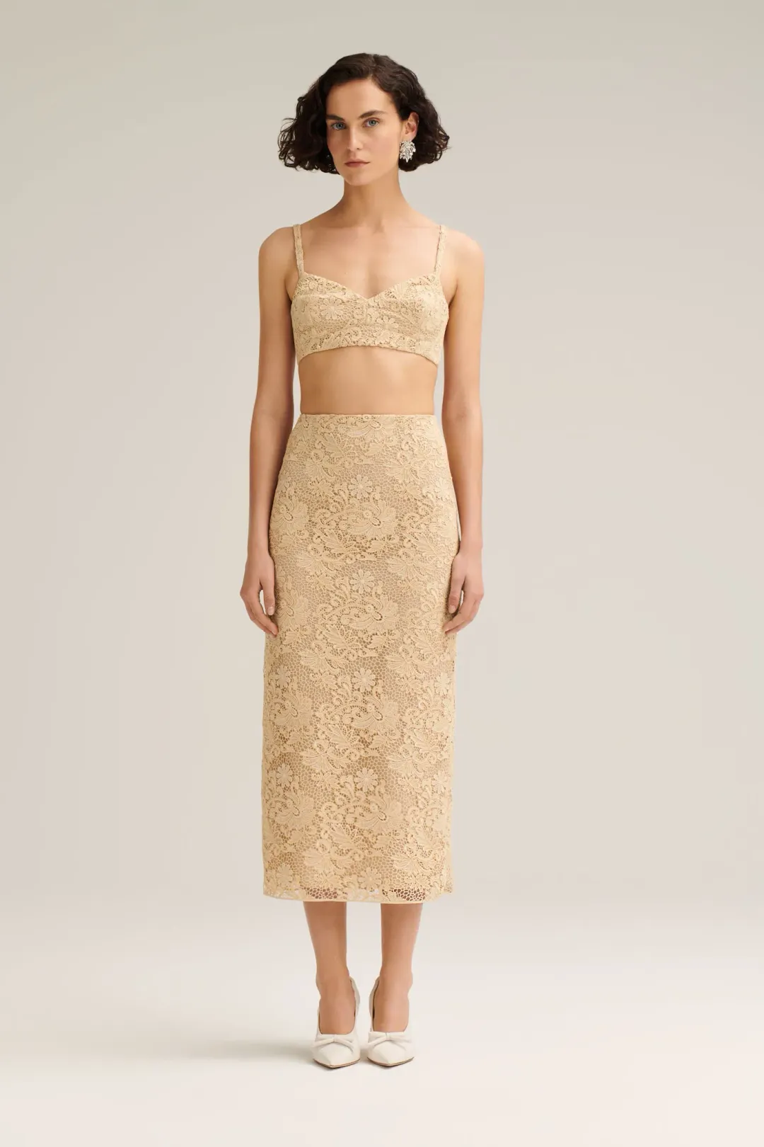 Scanlan Theodore Lace Bralette Size 10 & Shorts Size 10 & Loose Fit Jacket Size 6 Set Antique for rent on The Volte - main image