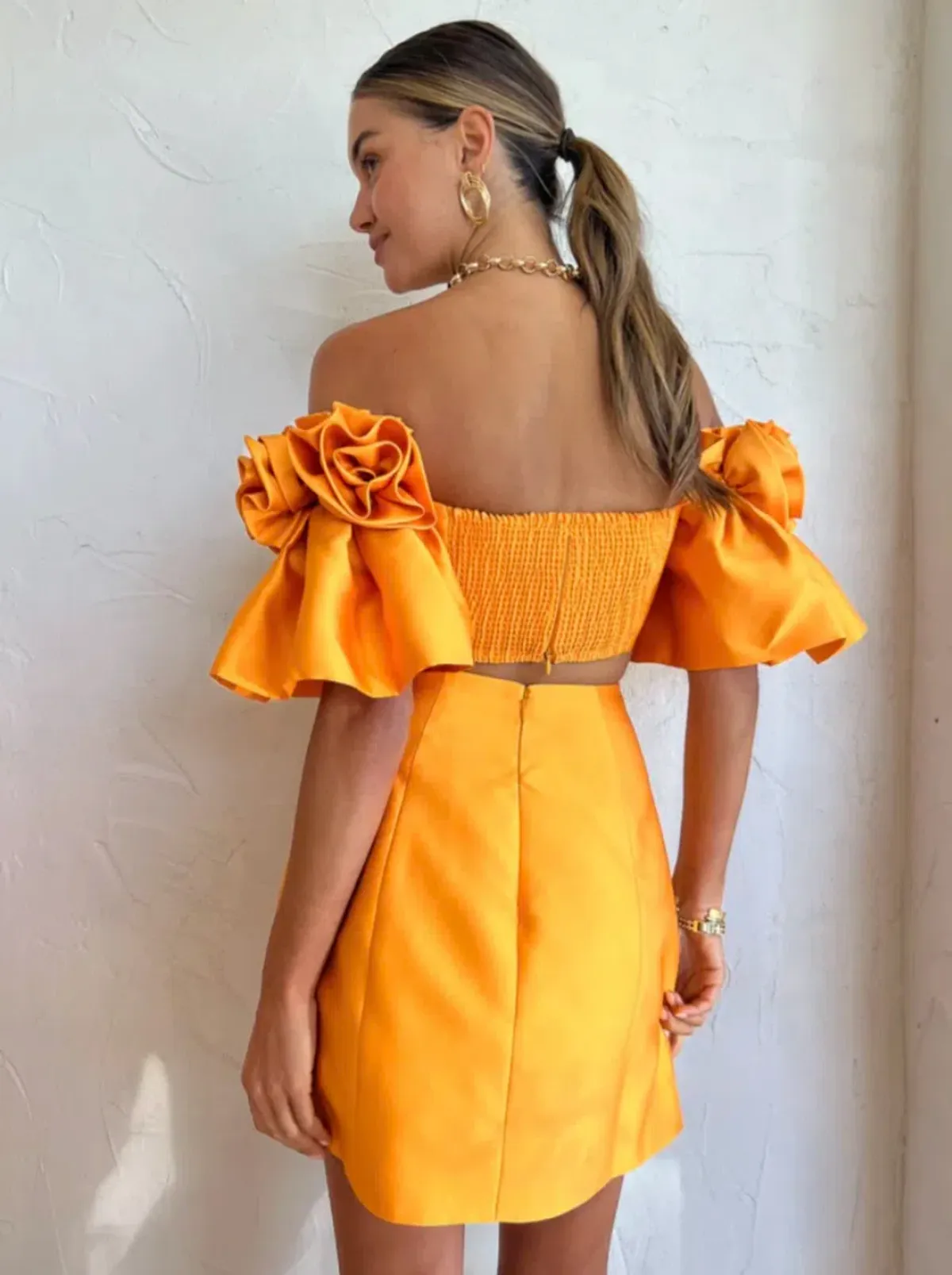 Alemais Macie Rosette Mini Dress in Saffron Size 12 - Image 4