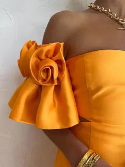 Alemais Macie Rosette Mini Dress in Saffron Size 12 for rent on The Volte - image 6