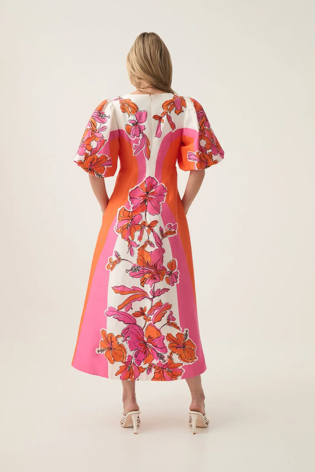 Aje Overflow Knotted Midi Dress Vivid Hibiscus Size 14 for rent on The Volte - main image