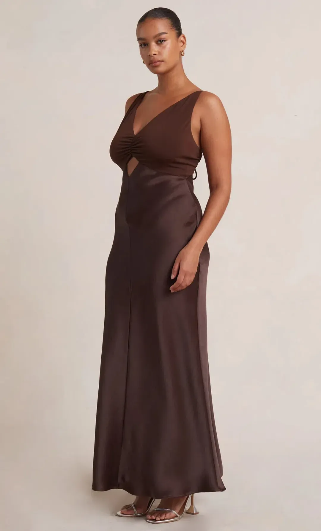 Bec & Bridge The Julieta V Neck Maxi Dress Brown Size 6 for rent on The Volte - main image
