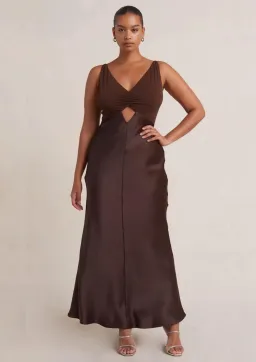 Bec & Bridge The Julieta V Neck Maxi Dress Brown Size 6 for rent on The Volte - image 1