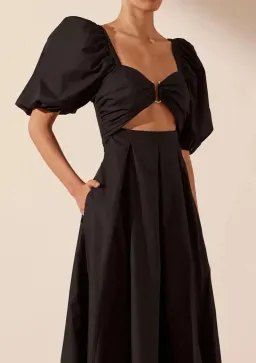 Shona Joy Mareva Short Sleeve Cut Out Midi Dress Black Size 10 for rent on The Volte - image 2