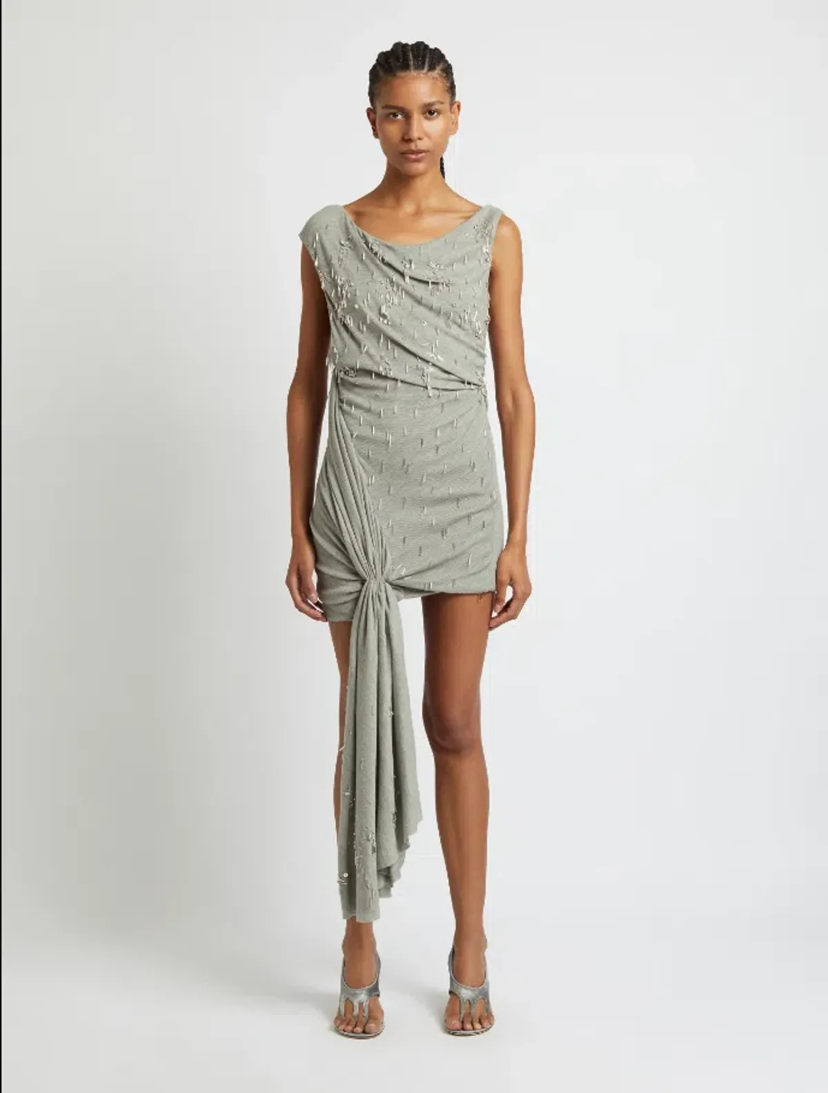 Christopher Esber Crystal Cluster Micro Dress Grey Size AU 6 - Image 1