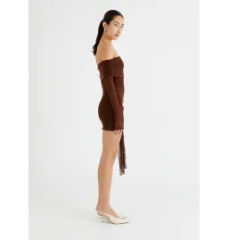 Benni Yasmin Off Shoulder Mini Dress Cacao Size AU 8 for rent on The Volte - image 2