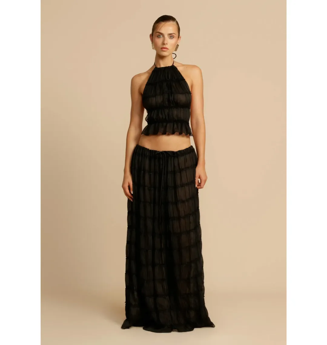 Arcina Ori Juliette Halter Top and Maxi Skirt Set in Black Size Small / AU 8 for rent on The Volte - main image