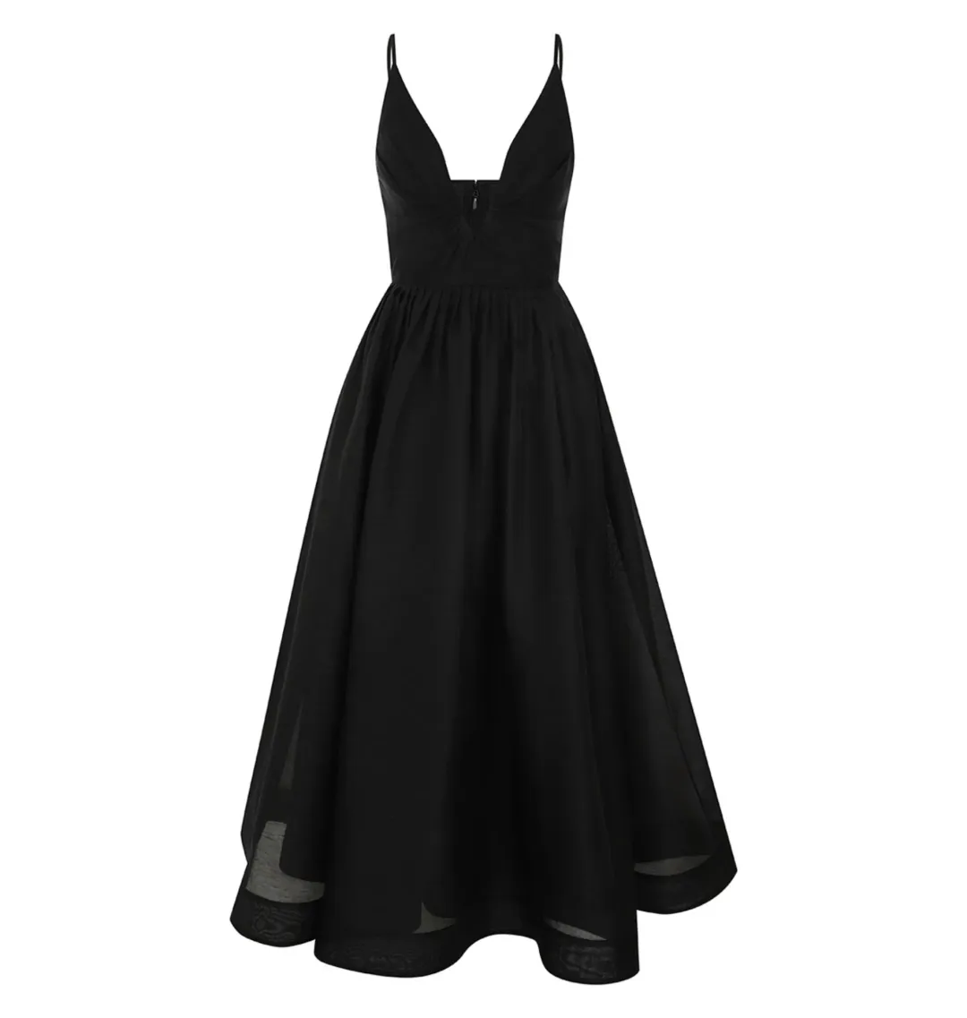 Zimmermann Illustration V Neck Midi Dress in Black Size 0 / AU 8 for rent on The Volte - main image
