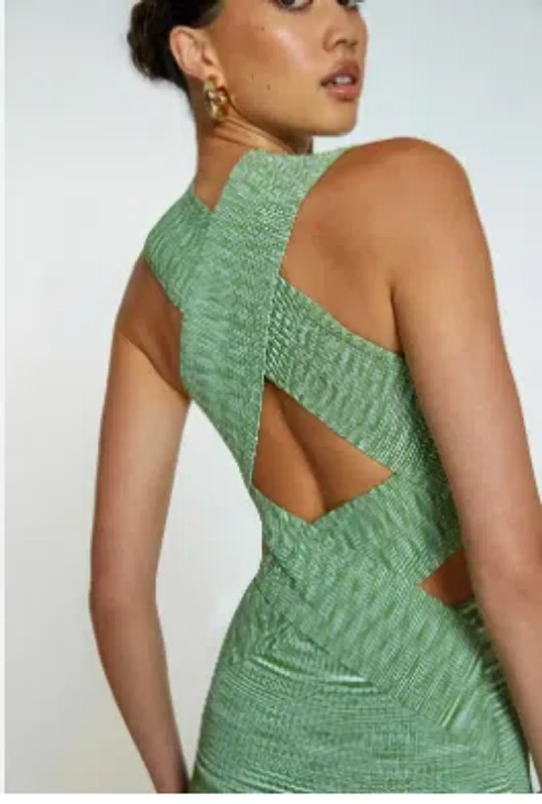 By Johnny Leora Latice Knit Midi Dress Green Size 8 for rent on The Volte - main image