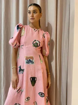 Alemais Cleo Midi Dress in Pink Size AU 12 for rent on The Volte - image 3