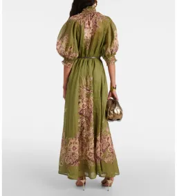 Zimmermann Ottie Swing Maxi Dress Khaki Floral Size 2/Au 12 for rent on The Volte - image 2