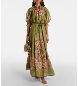 Zimmermann Ottie Swing Maxi Dress Khaki Floral Size 2/Au 12 for rent on The Volte - image 1