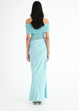 Benni Nico Off Shoulder Maxi Dress Aquamarine Size 8 for rent on The Volte - image 4