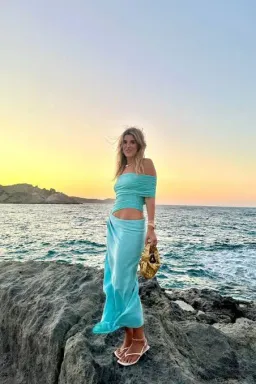 Benni Nico Off Shoulder Maxi Dress Aquamarine Size 8 for rent on The Volte - image 5