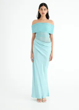 Benni Nico Off Shoulder Maxi Dress Aquamarine Size 8 for rent on The Volte - image 3