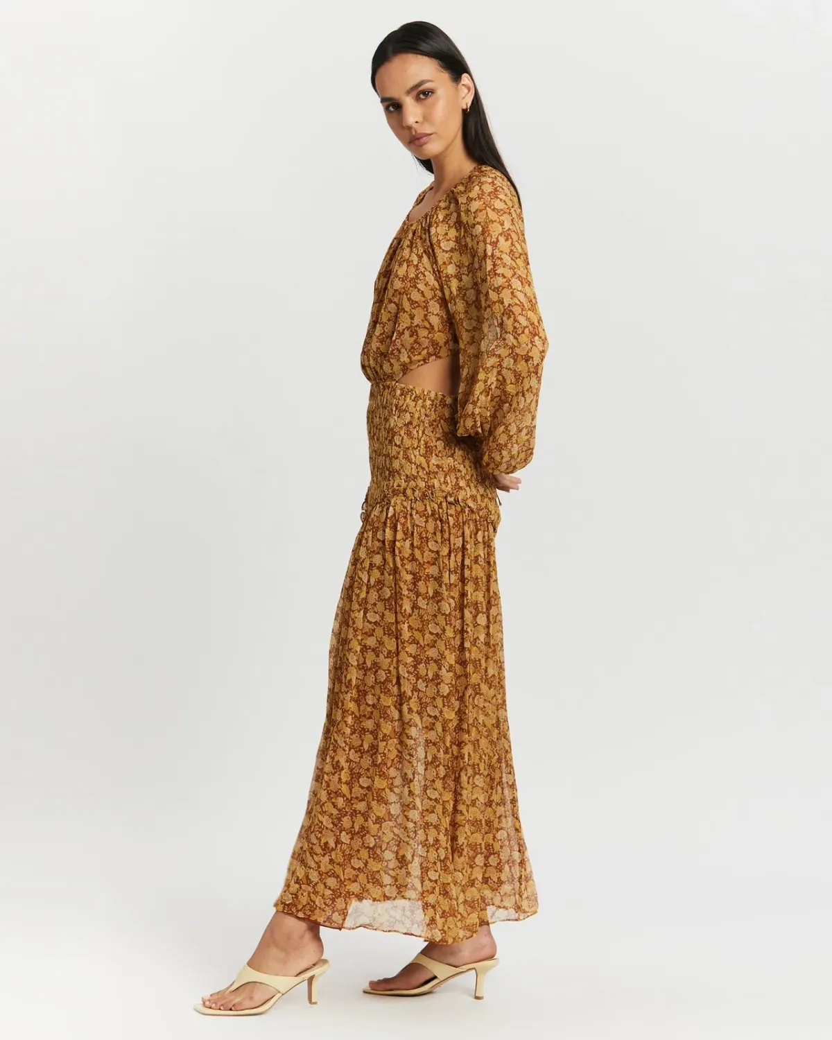 Shona Joy sunset Cut-Out Dress in Turmeric Size 8 - Image 3