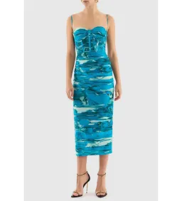 Rebecca Vallance Marine Mirage Midi Dress Blue Size 8 for rent on The Volte - image 2