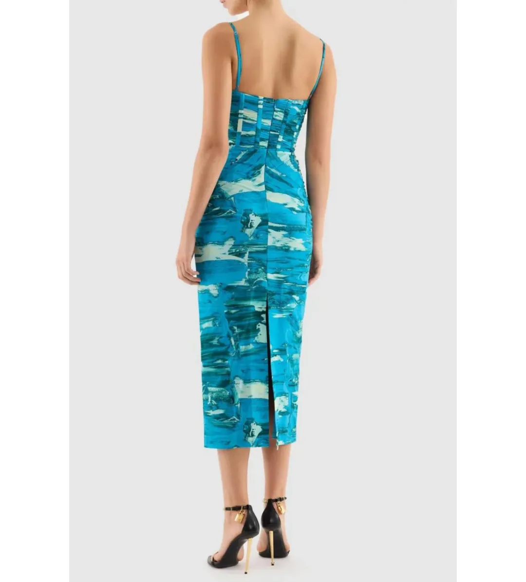 Rebecca Vallance Marine Mirage Midi Dress Blue Size 10 for rent on The Volte - main image