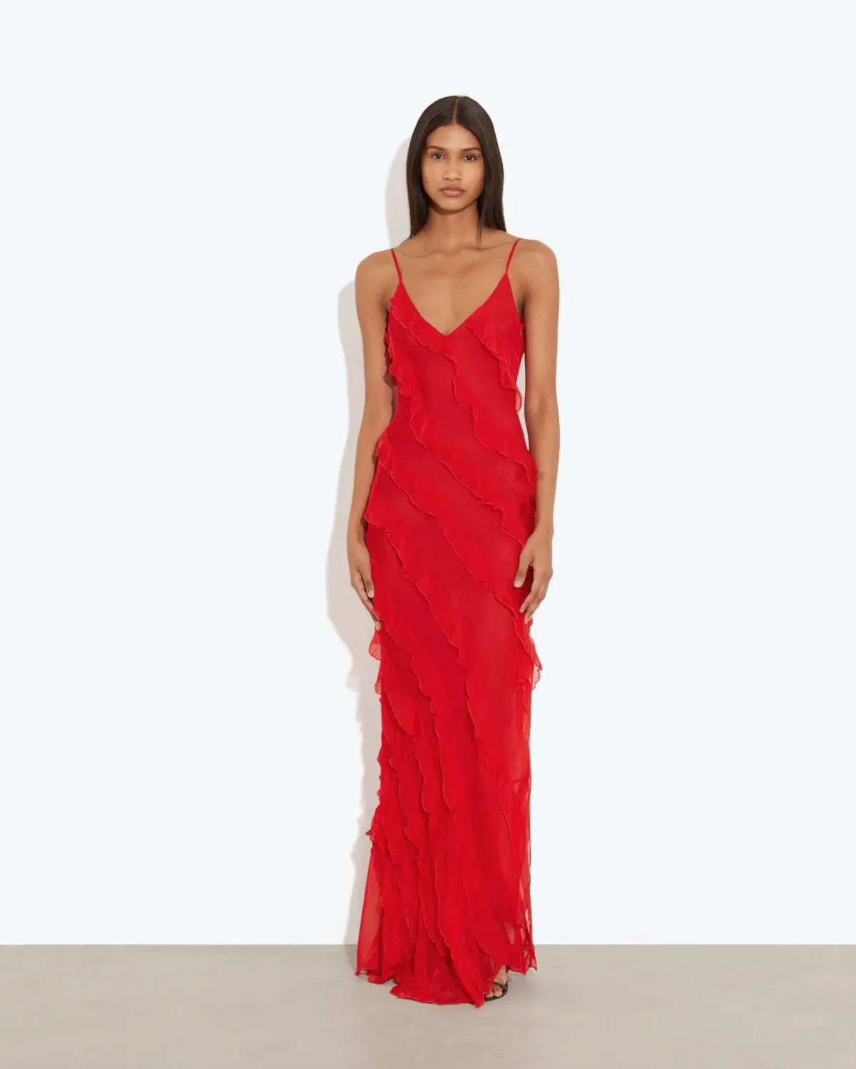 Rat & Boa Cecelia Ruffle Maxi Dress Red Size XS/Au 6 - Image 1