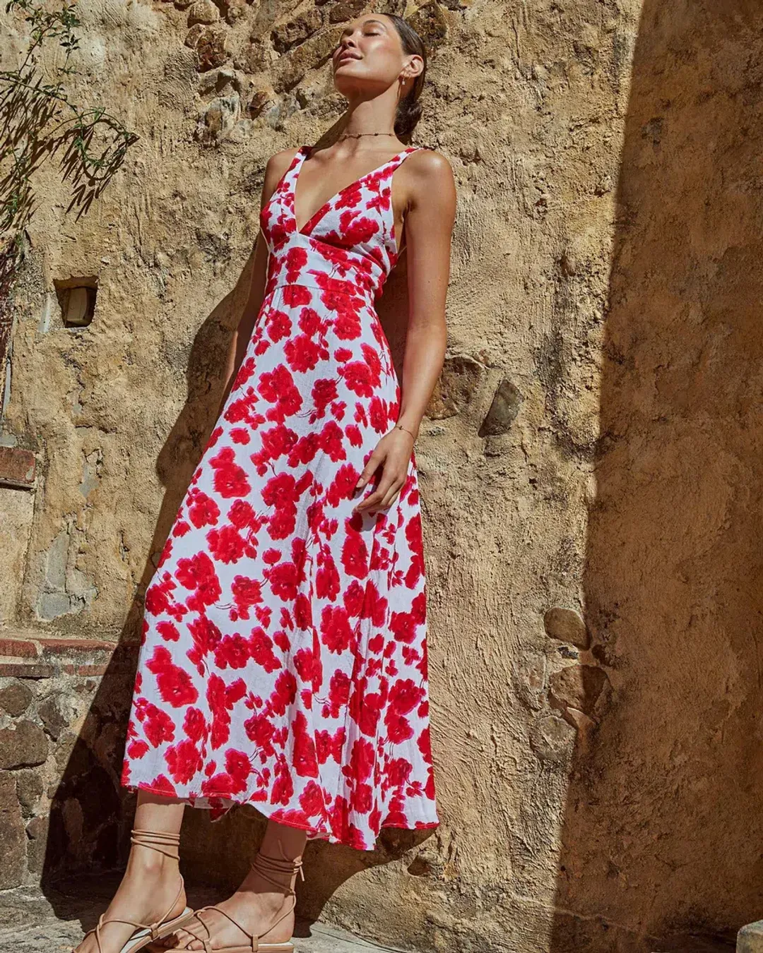 Kookai Bonita Vee Maxi Dress Red Floral Size 38 / AU 10 for rent on The Volte - main image