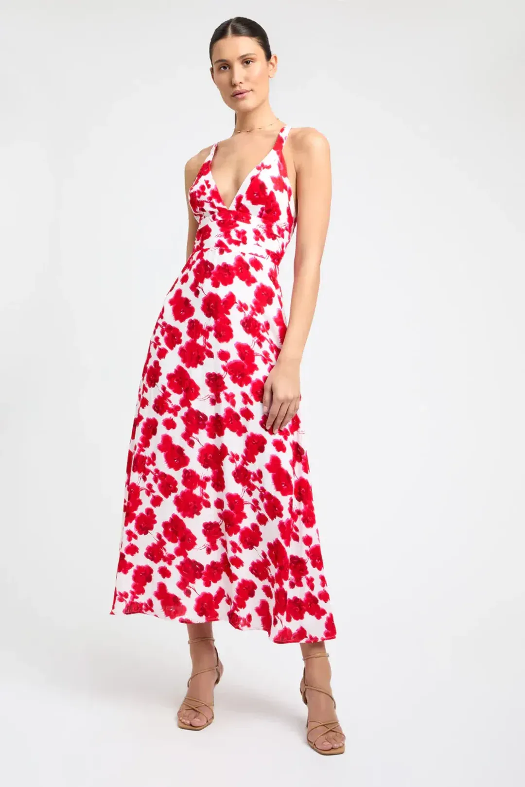 Kookai Bonita Vee Maxi Dress Red Floral Size 38 / AU 10 for rent on The Volte - main image