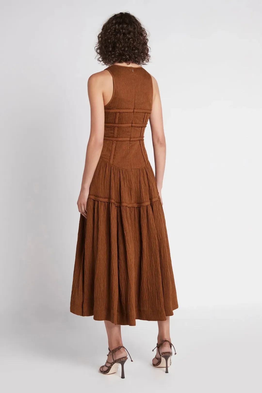 Aje Tidal Corset Midi Dress in Coffee Size 6 for rent on The Volte - main image