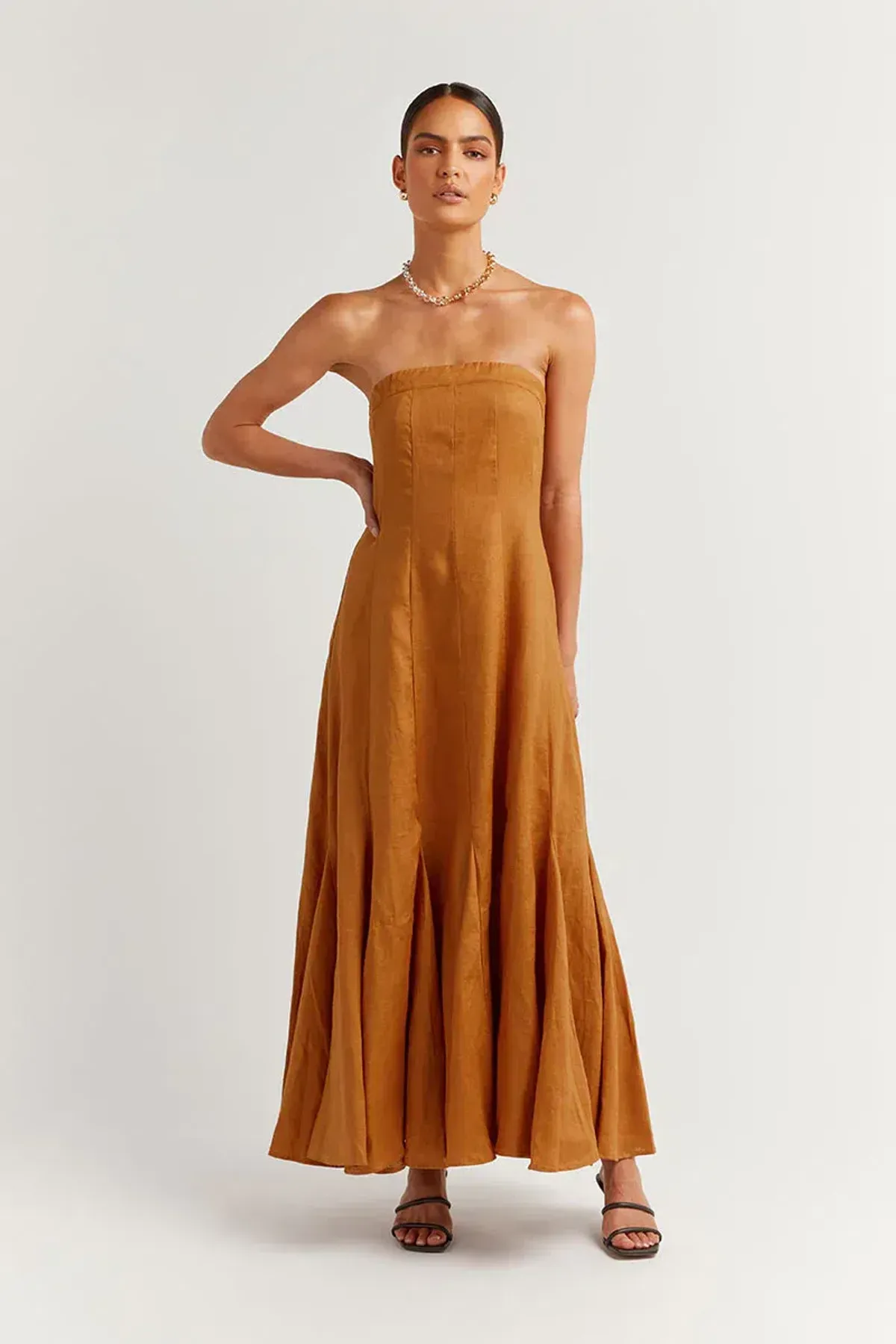 Dissh Rocky Linen Maxi Dress Tangerine Size S / AU 8 - Image 3