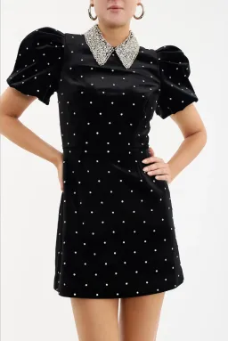 Rebecca Vallance Alisa Puff Sleeve Mini Dress Black Size 14 for rent on The Volte - image 1