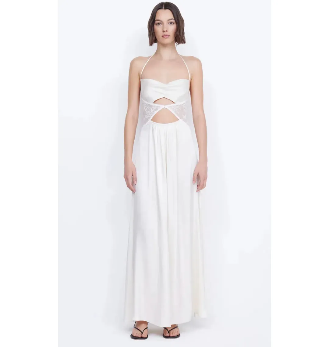 Bec & Bridge Santal Halter Maxi Dress Ivory Size AU 8 for rent on The Volte - main image