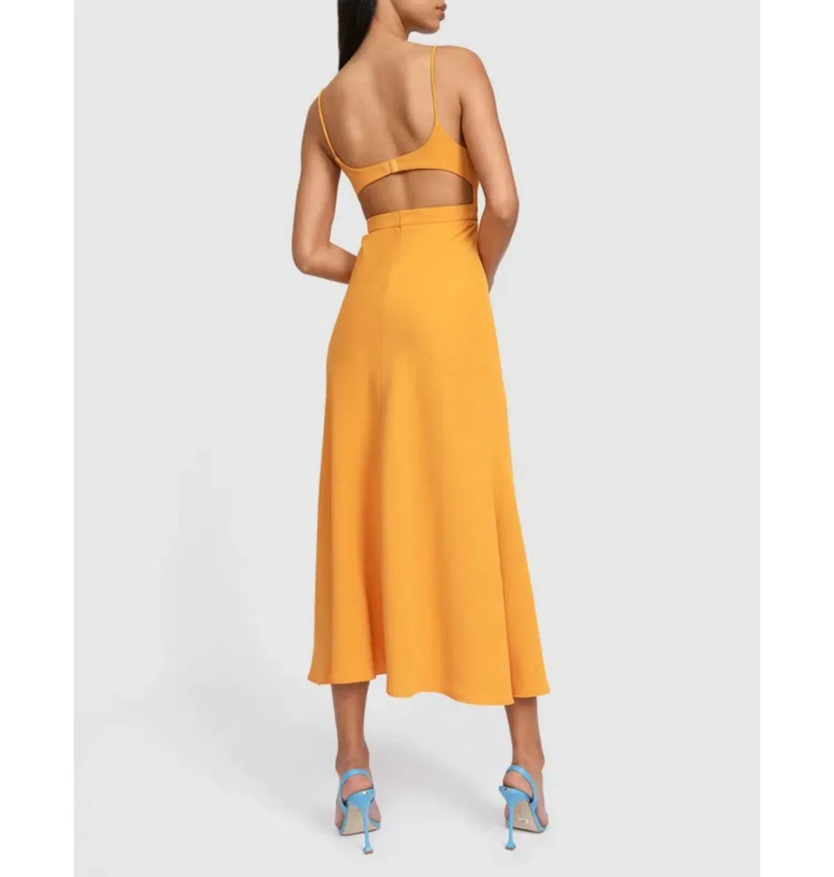 By Johnny Callia Wire Midi Dress In Apricot Orange Size AU 12 - Image 8