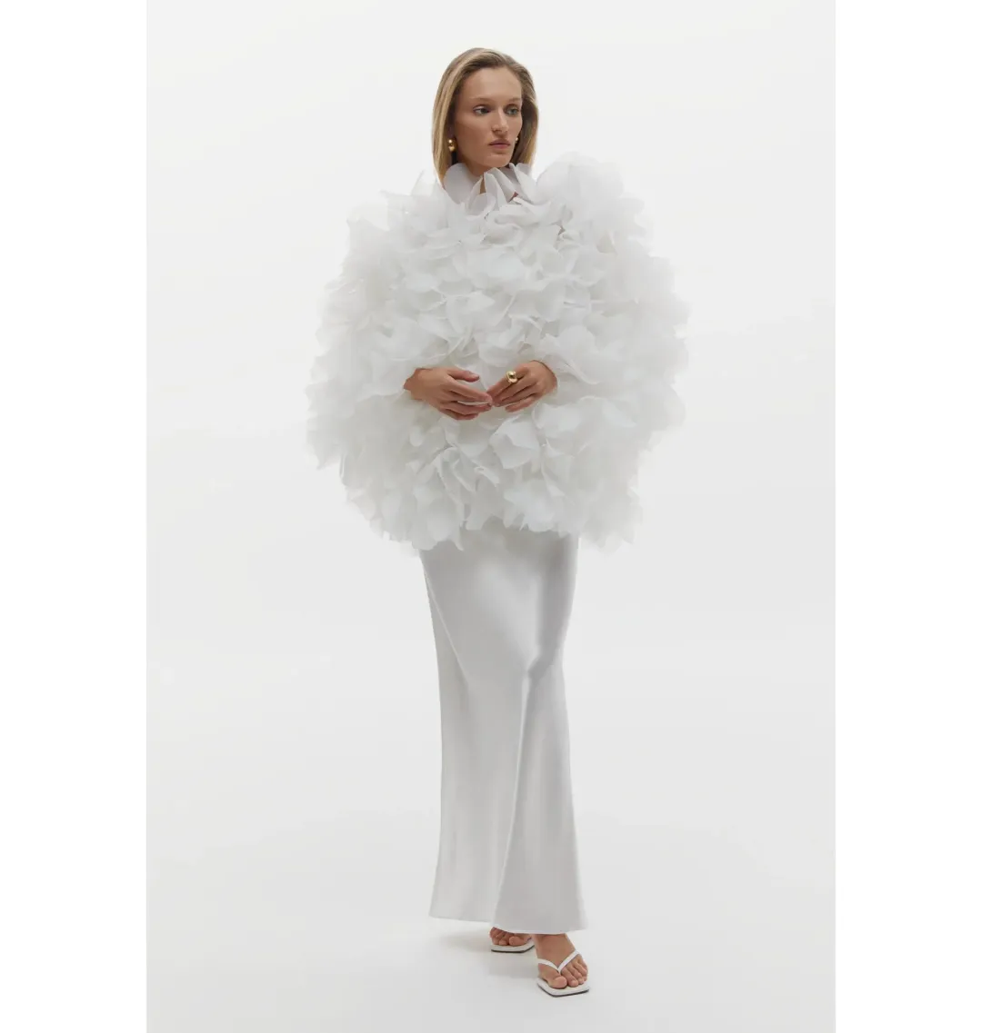 Selezza Lucia Flower Bomber In White Size S / AU 8 for rent on The Volte - main image