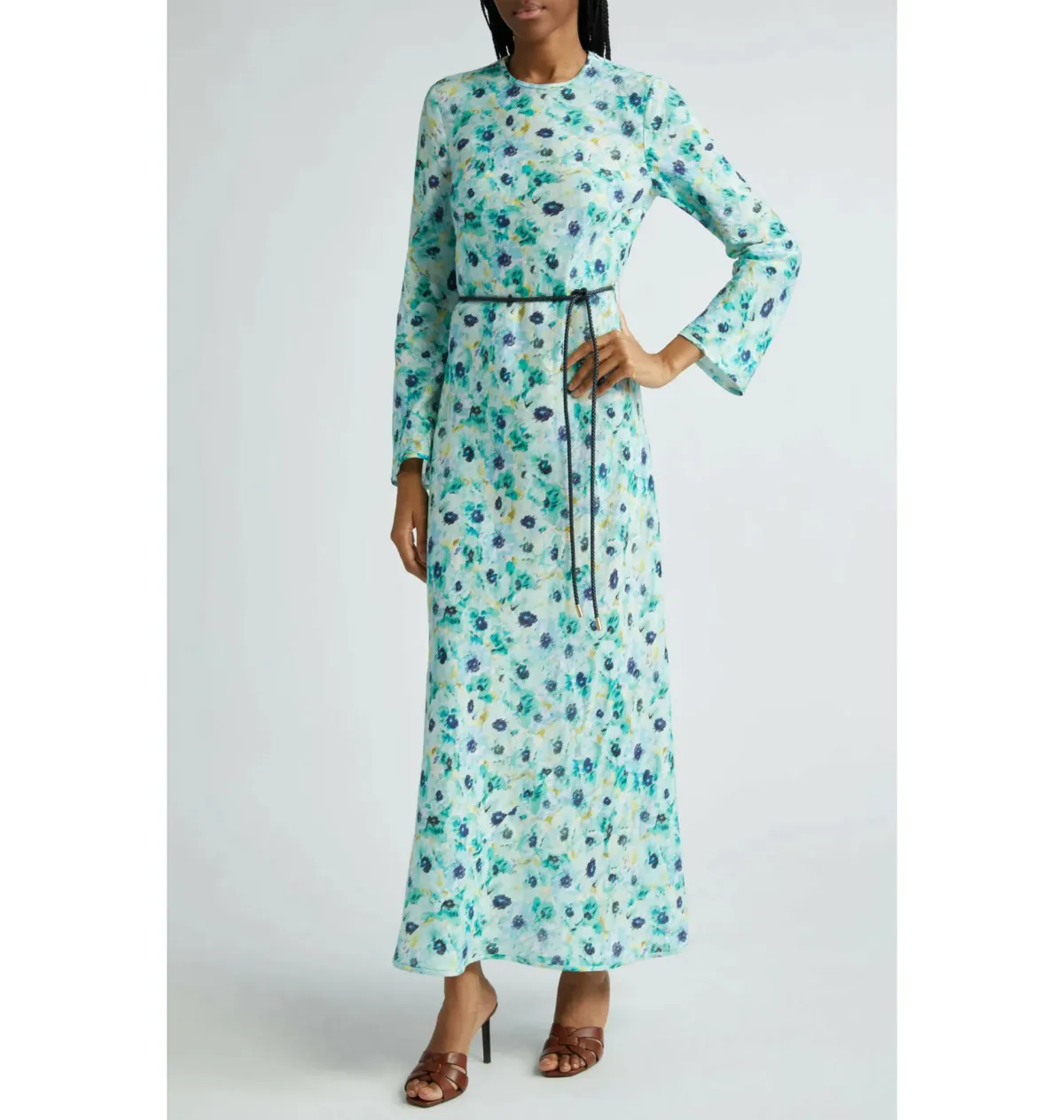 Zimmermann Lightburst Bias Long Dress in Aqua Floral Size 1 / AU 10 for rent on The Volte - main image
