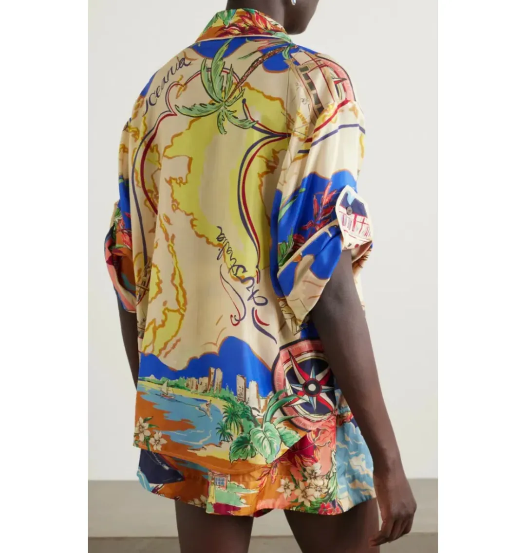 Zimmermann Alight Short Sleeve Shirt and Draw Waist Short Nautical Map Size 1 / AU 10 for rent on The Volte - main image