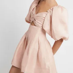Aje Dusk Knot Puff Sleeve Mini Dress in Pale Pink Size AU 6 for rent on The Volte - image 4