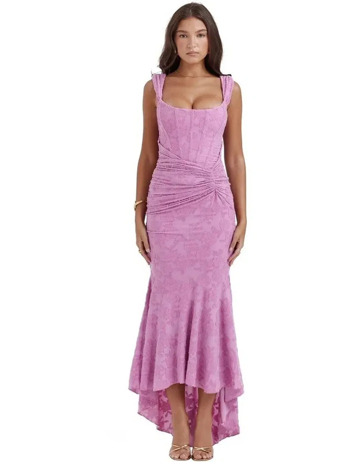 House of CB Cesca Floral Maxi Dress in Rose Pink Size S / AU 8 for rent on The Volte - main image